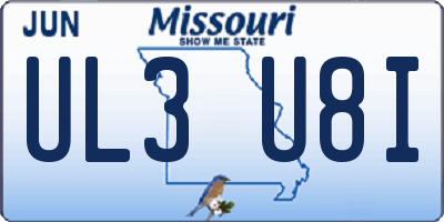 MO license plate UL3U8I