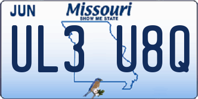 MO license plate UL3U8Q