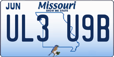 MO license plate UL3U9B