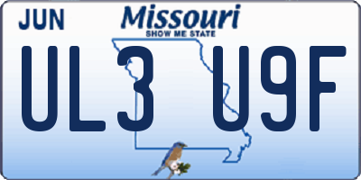 MO license plate UL3U9F