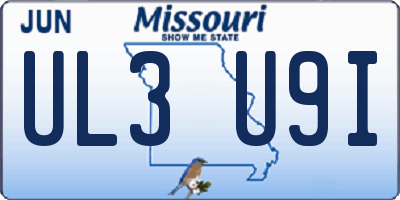 MO license plate UL3U9I