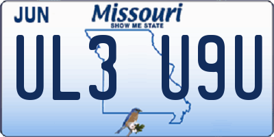 MO license plate UL3U9U
