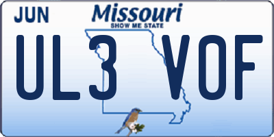 MO license plate UL3V0F