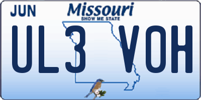 MO license plate UL3V0H