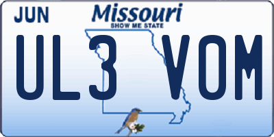 MO license plate UL3V0M