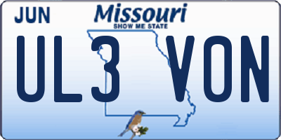 MO license plate UL3V0N