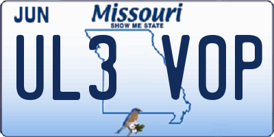 MO license plate UL3V0P