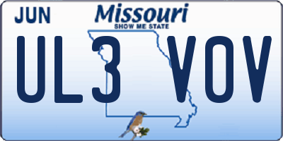 MO license plate UL3V0V