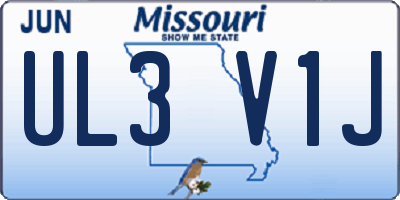 MO license plate UL3V1J