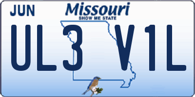 MO license plate UL3V1L