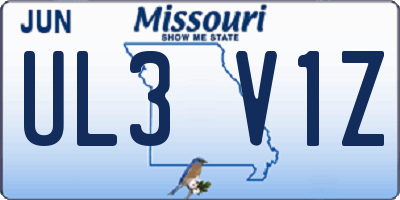 MO license plate UL3V1Z