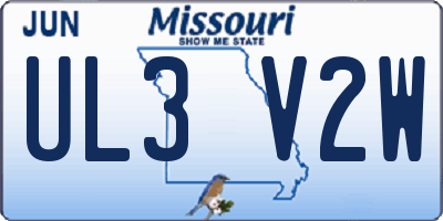 MO license plate UL3V2W