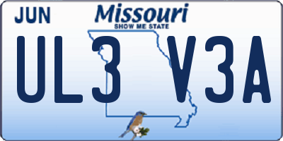 MO license plate UL3V3A