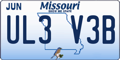 MO license plate UL3V3B