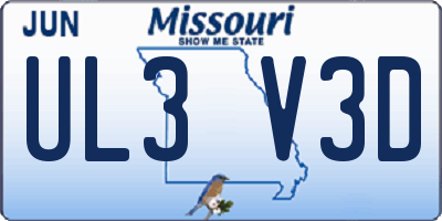MO license plate UL3V3D