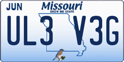 MO license plate UL3V3G