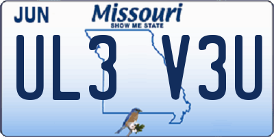 MO license plate UL3V3U