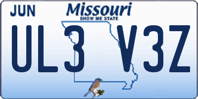 MO license plate UL3V3Z
