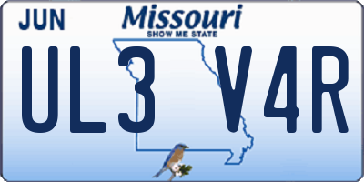 MO license plate UL3V4R