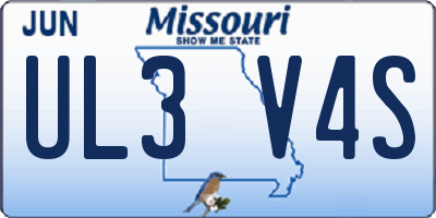 MO license plate UL3V4S