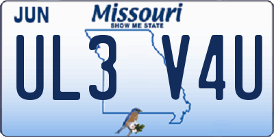MO license plate UL3V4U