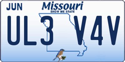 MO license plate UL3V4V