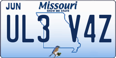 MO license plate UL3V4Z