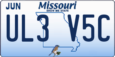 MO license plate UL3V5C