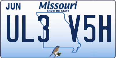 MO license plate UL3V5H