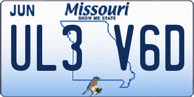MO license plate UL3V6D