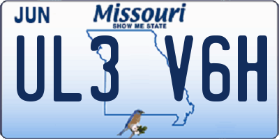 MO license plate UL3V6H
