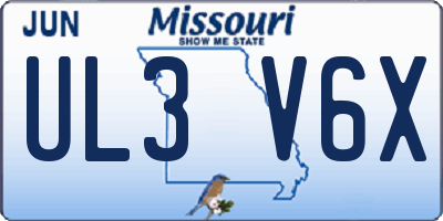 MO license plate UL3V6X