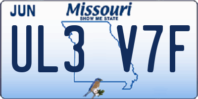 MO license plate UL3V7F