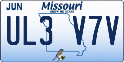 MO license plate UL3V7V