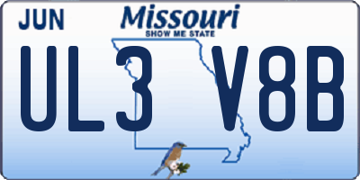 MO license plate UL3V8B