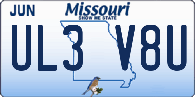 MO license plate UL3V8U
