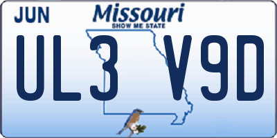 MO license plate UL3V9D