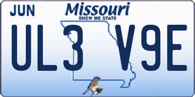 MO license plate UL3V9E