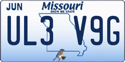 MO license plate UL3V9G