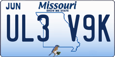 MO license plate UL3V9K
