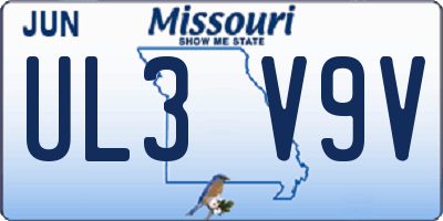 MO license plate UL3V9V