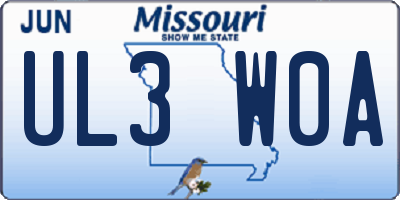 MO license plate UL3W0A