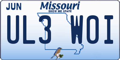 MO license plate UL3W0I