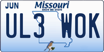 MO license plate UL3W0K
