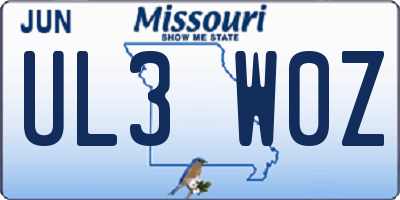MO license plate UL3W0Z