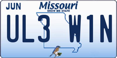 MO license plate UL3W1N
