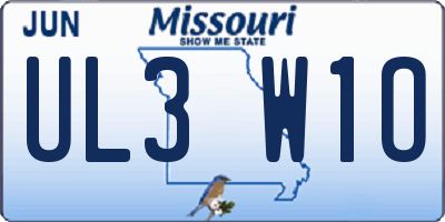 MO license plate UL3W1O
