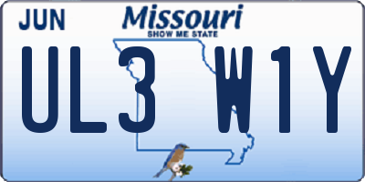 MO license plate UL3W1Y