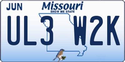 MO license plate UL3W2K
