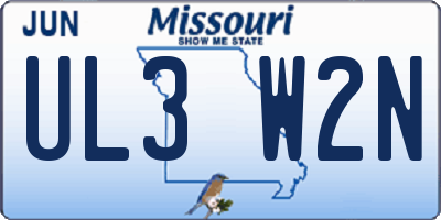 MO license plate UL3W2N